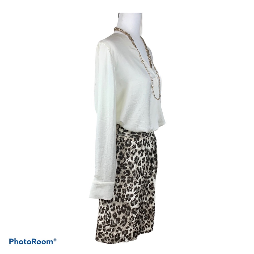 Banana Republic 100% Silk Animal Print Work Skirt
